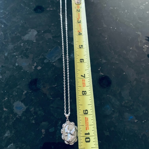 Silver Sparkling Rhinestone Angel Pendant Necklace I AM WITH YOU NOW AND FOREVER - Picture 3 of 6